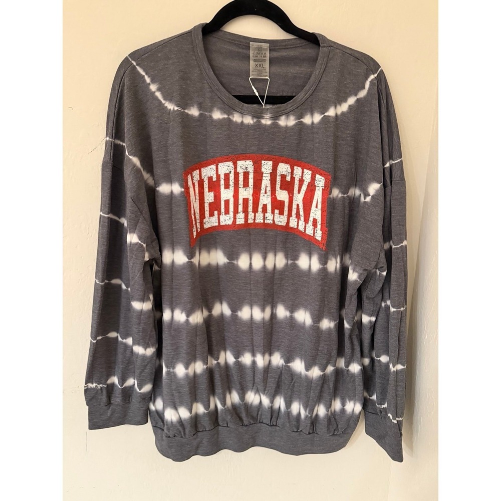 Gameday Couture Nebraska Cornhuskers Tie Dye Sweatshirt XXL Distressed Logo NWT